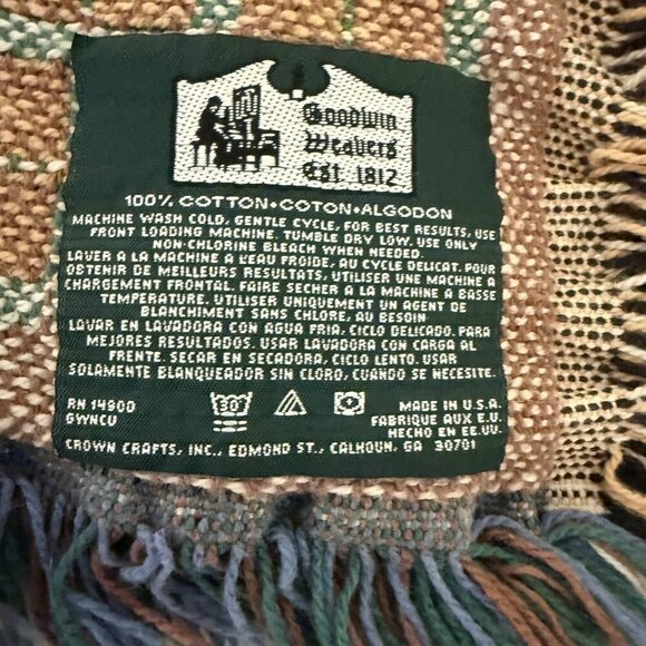 Goodwin Weavers “Teddy’s Wheelbarrow” Nita Showers Vtg Tapestry Throw Blanket - Picture 3 of 9